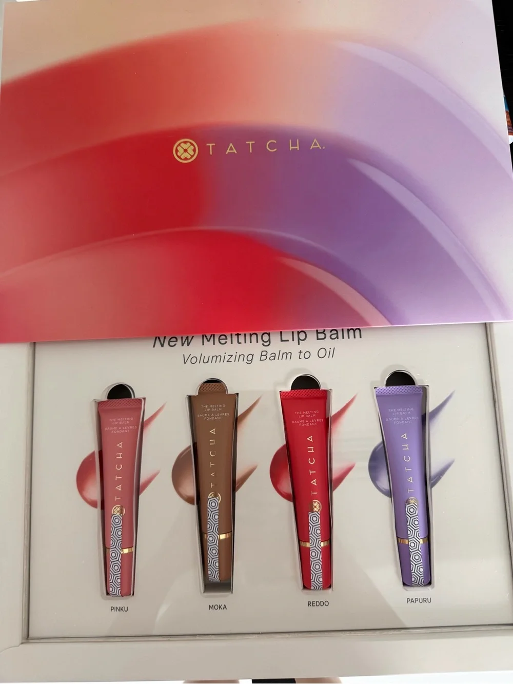 Tatcha Melting Lip Balm Set — Red, Purple, Brown, Pink - Picture 1 of 2